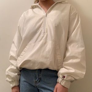 TOMMY HILFIGER white 1/2 zip windbreaker